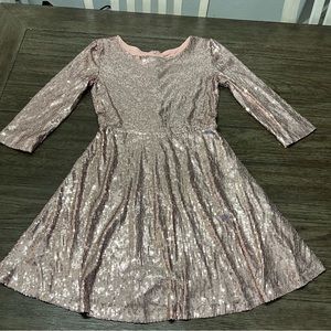 Shiny Long Sleeves Sequins Short Pink Prom Dresses, Long Sleeves Pink Formal